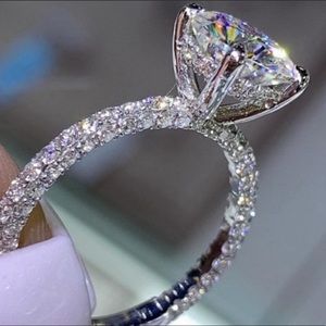 💯 NEW 2CT 925 STERLING SILVER DIAMOND RING